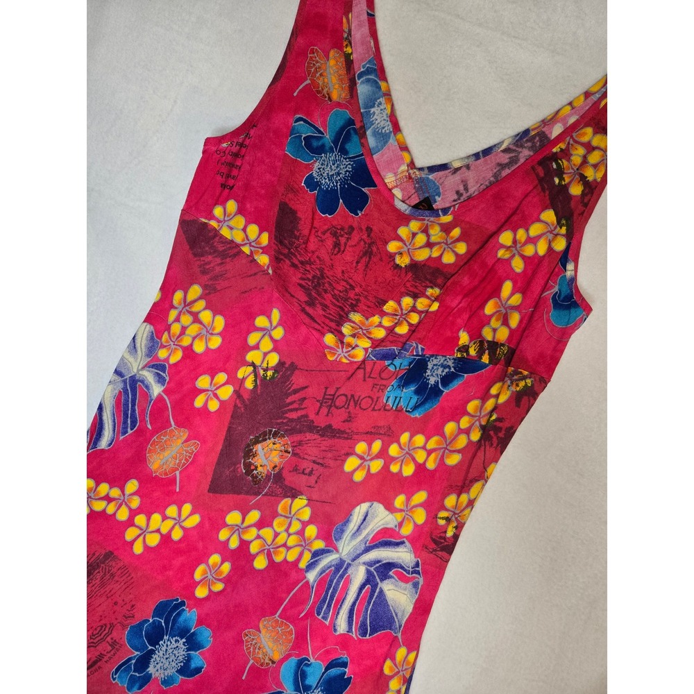 Jams World Hula Moon Vintage Pink Tropical Floral Dress Made in Hawaii Womens M